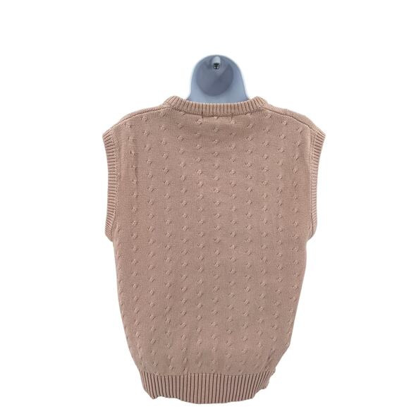 VTG Nordstrom Sweater Vest WMNS Large Pink V-Neck Sleeveless 100% Cotton Preppy - Picture 4 of 6